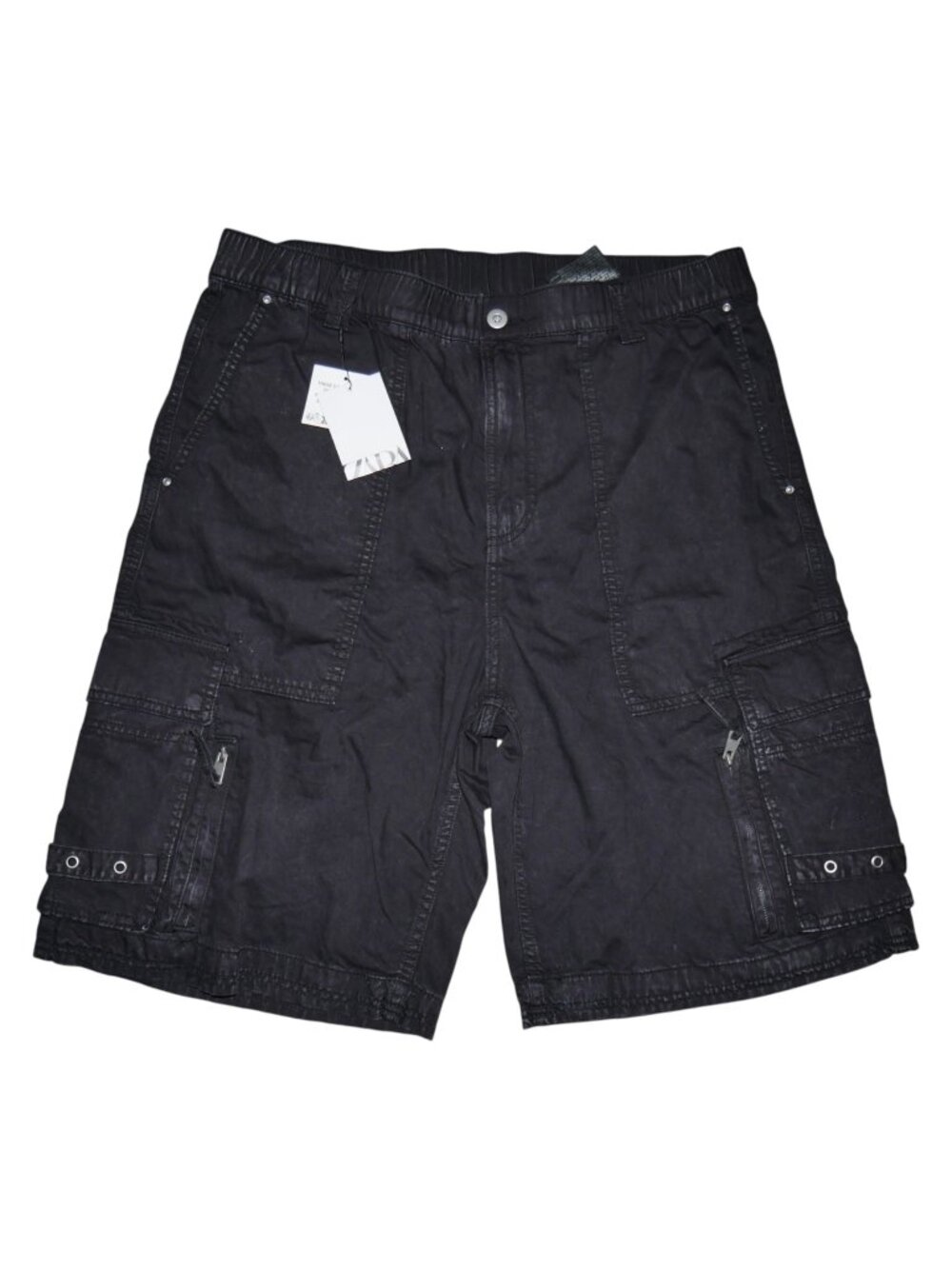 Zara Baggy Cargo Shorts Men's Size 34 Black Gorp Core Gothic Streetwear NWT
